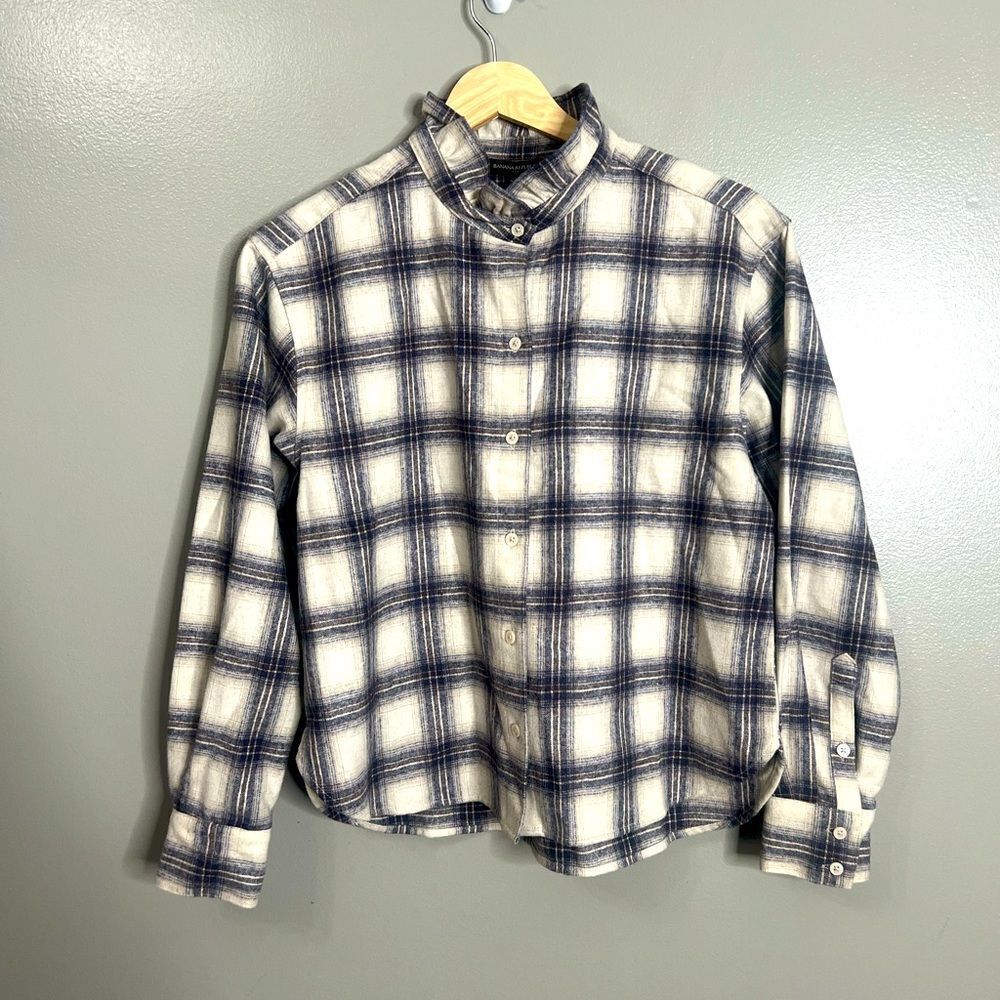 Banana Republic factory wool blend flannel ruffle neckline size xxs farm girl‎